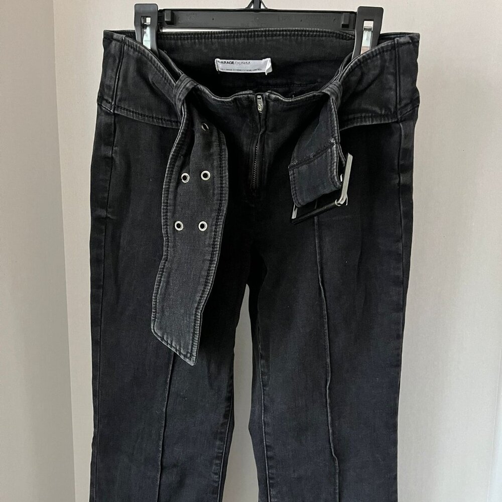 Garage Denim Retro Jeans – Low Waist with Front Built-In Buckle – Size 5